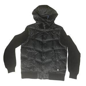 Calvin Klein Black Puffer Black Jacket Hooded Full Zip Men's Size Medium M USED